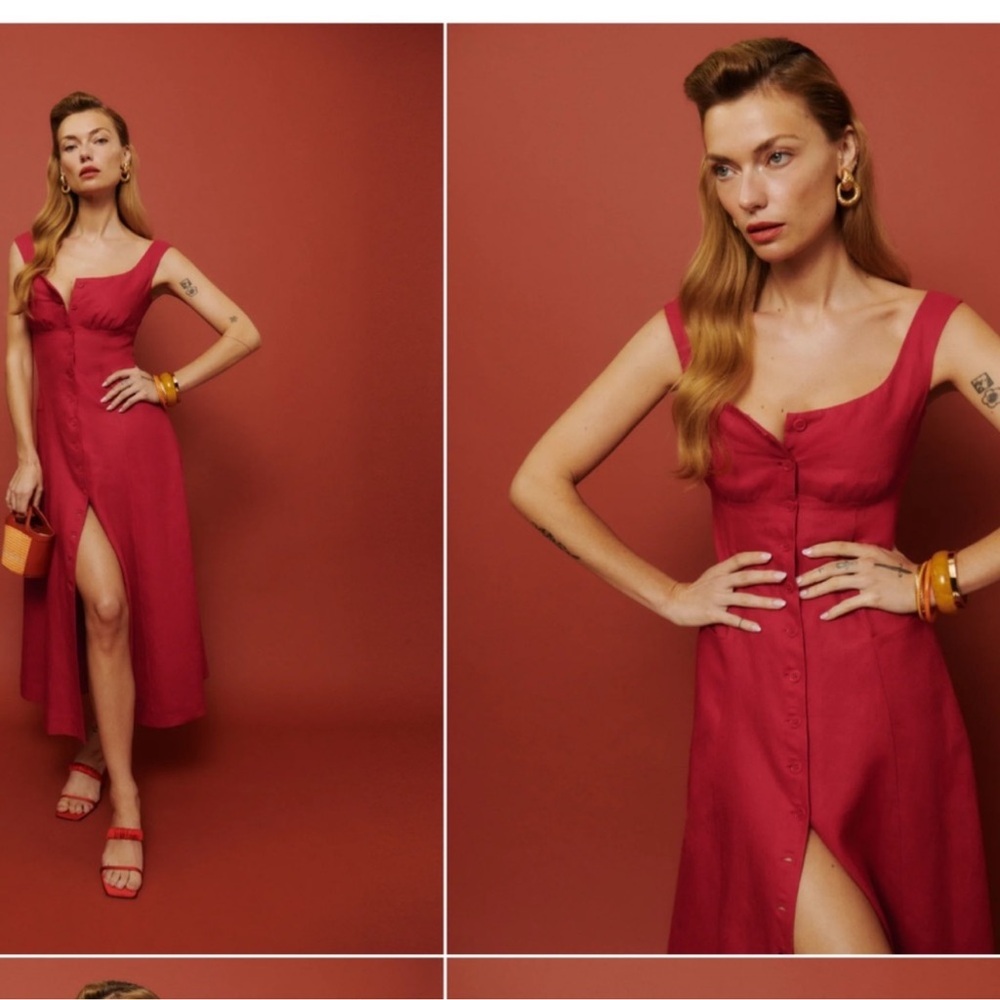 Reformation Fuchsia High Low Dress